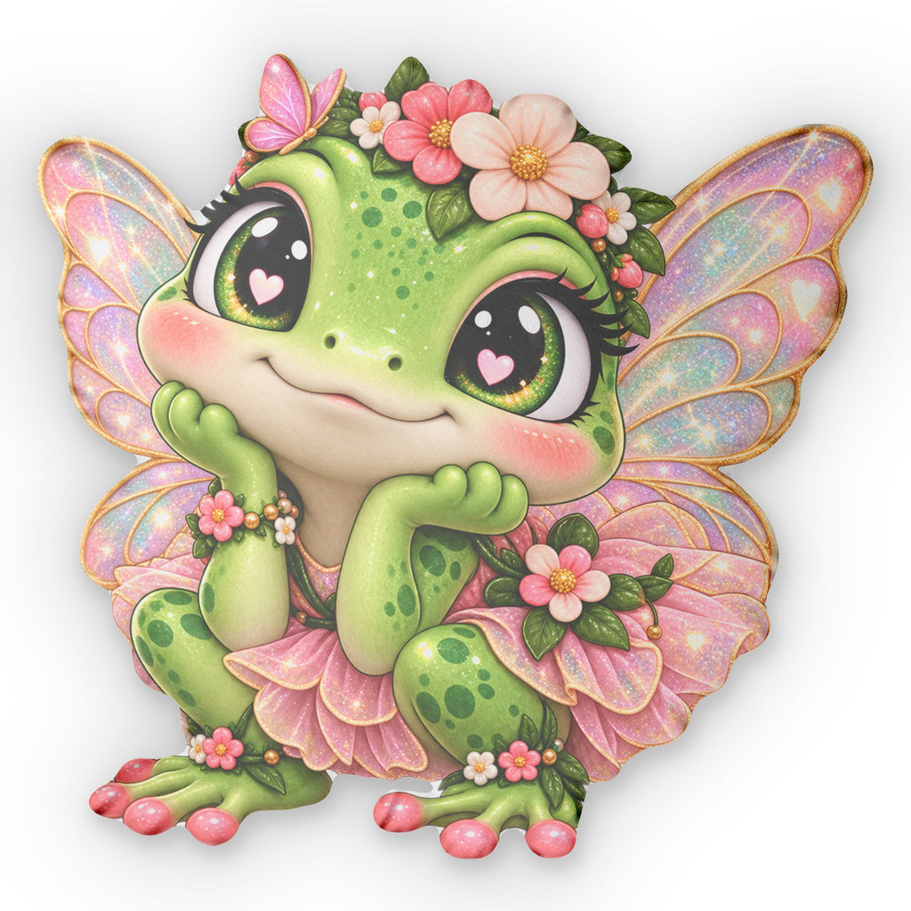 Fairy Frog Shaped Pillow — Cute Floral Fantasy Throw Pillow