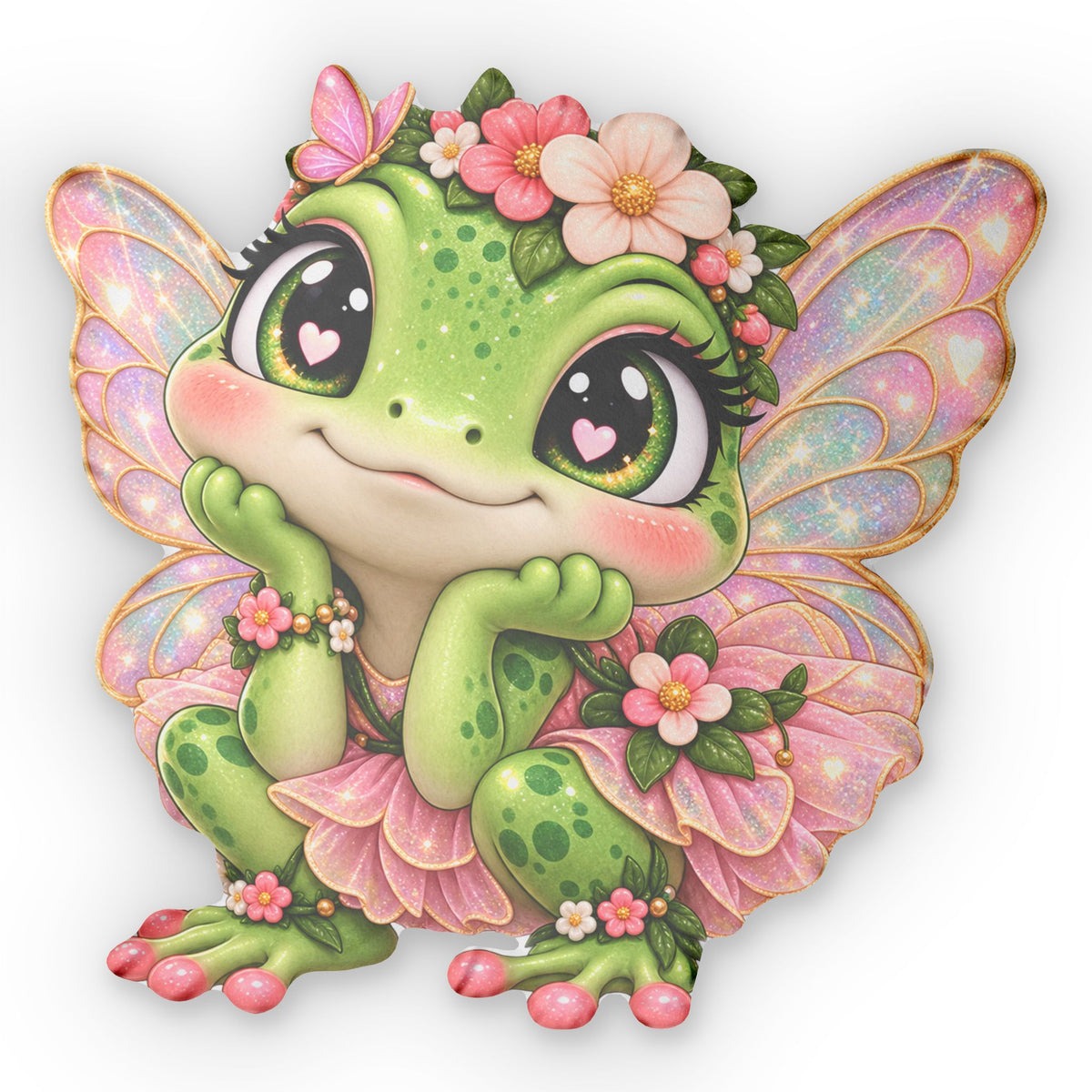 Fairy Frog Shaped Pillow — Cute Floral Fantasy Throw Pillow