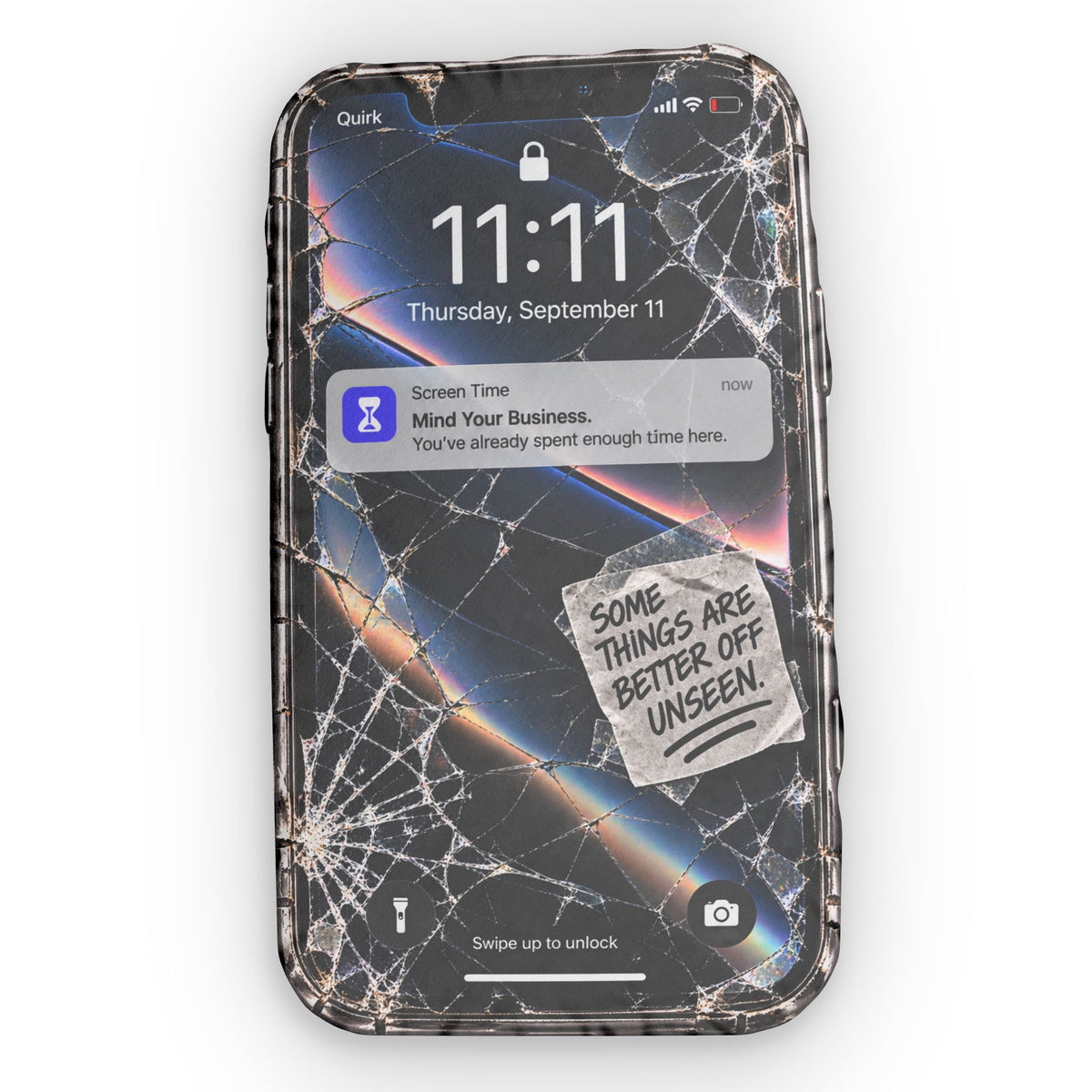 Cracked Phone Custom Shaped Pillow — "Some Things Are Better Off Unseen" Novelty Cushion