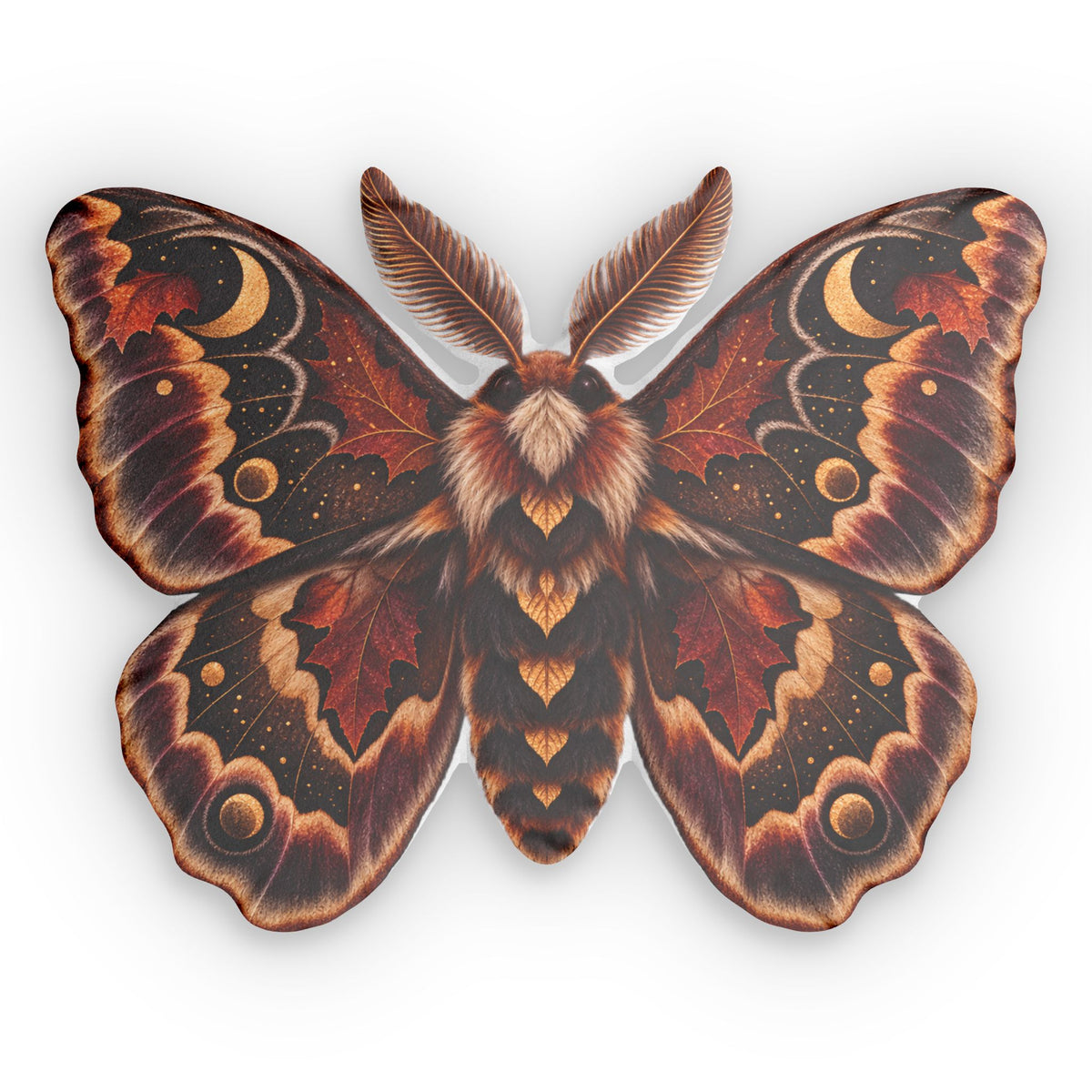 Moth-Shaped Decorative Pillow — Moon & Autumn Art Throw Pillow