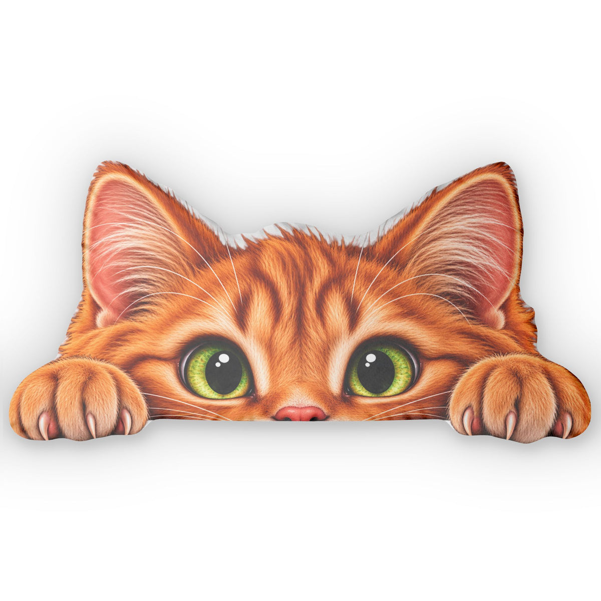 Playful Orange Cat Shaped Pillow — Custom Cute Kitten Decorative Cushion