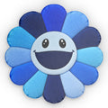 Blue Smiley Flower Pillow — Cute Round Decorative Throw Pillow