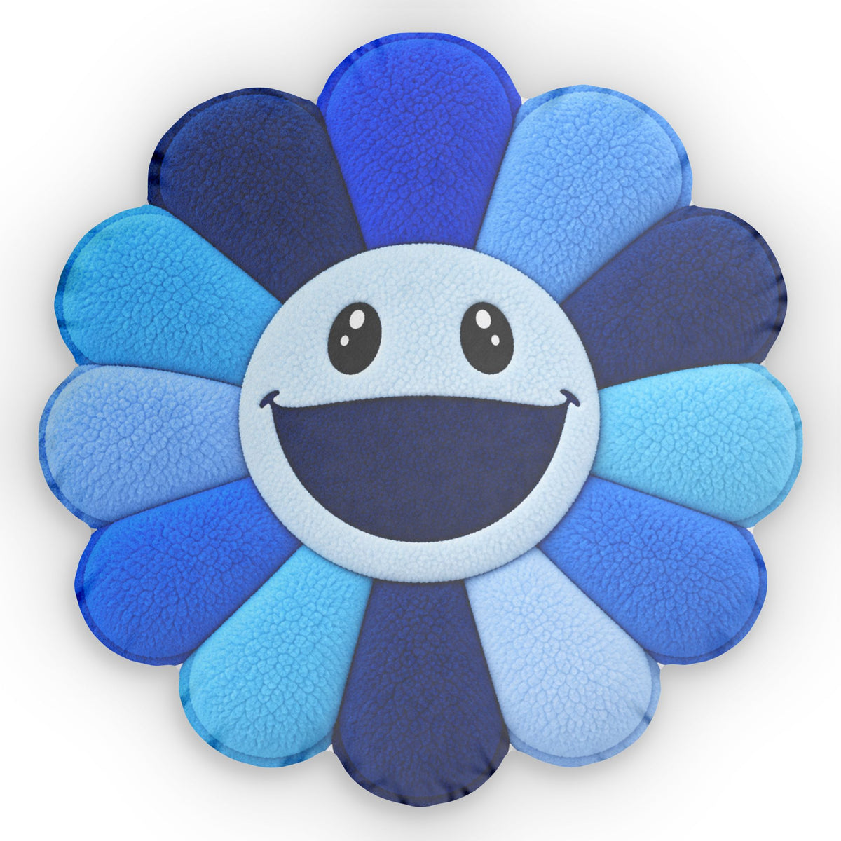 Blue Smiley Flower Pillow — Cute Round Decorative Throw Pillow