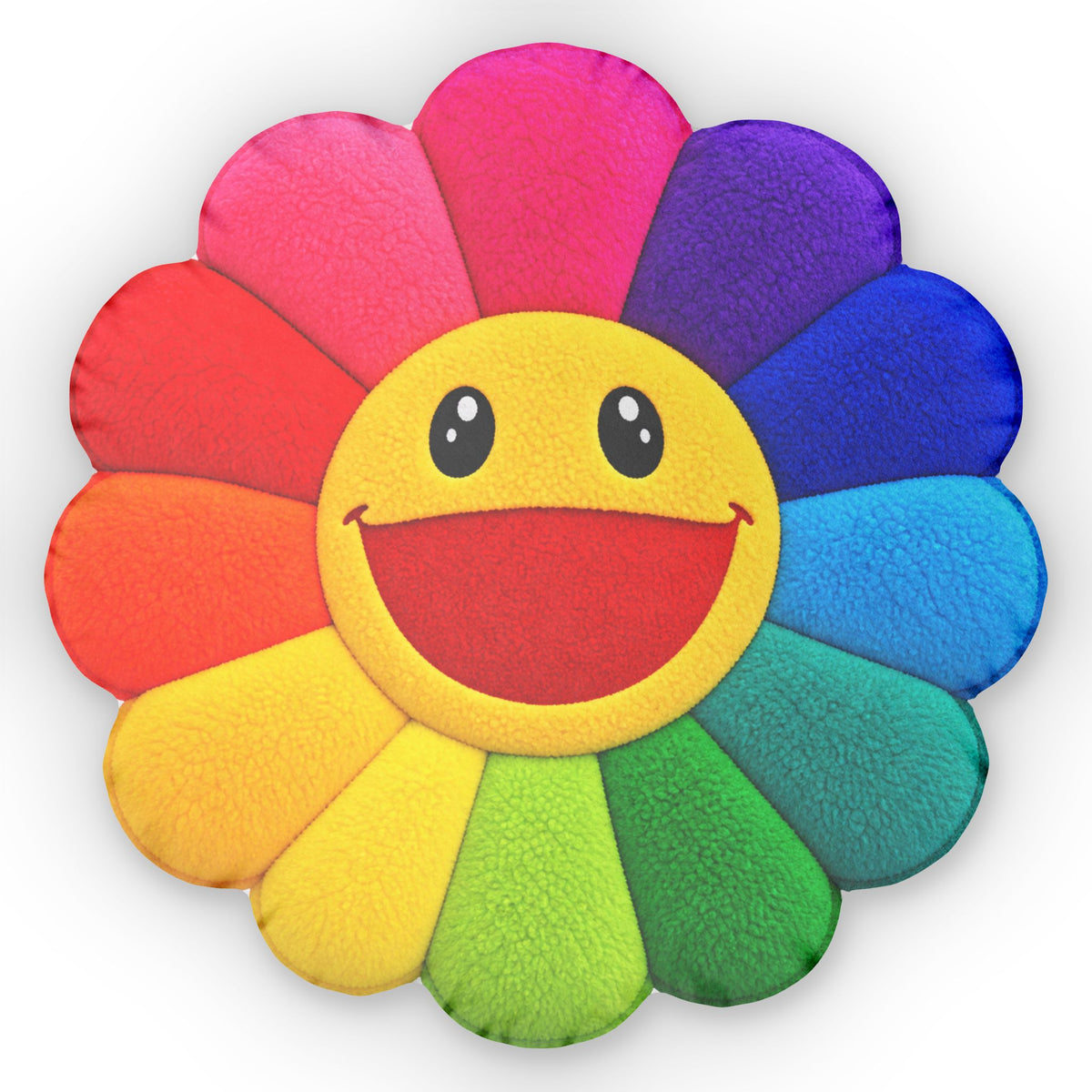 Rainbow Smiley Flower Pillow