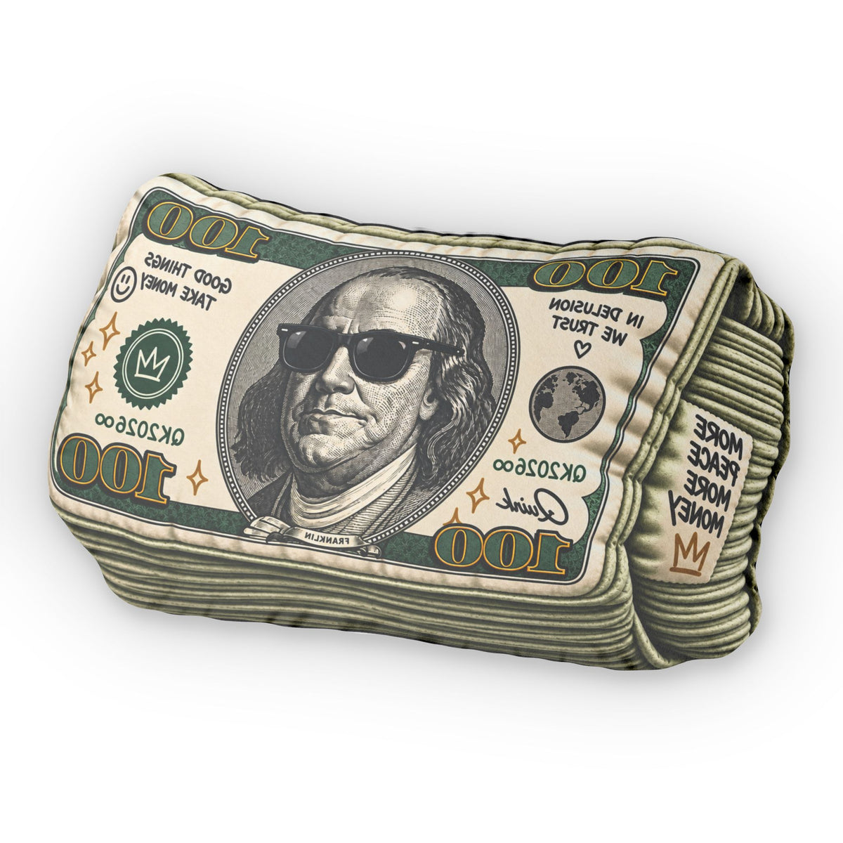 Money Stack Shaped Pillow – Novelty 100 Bill Cushion