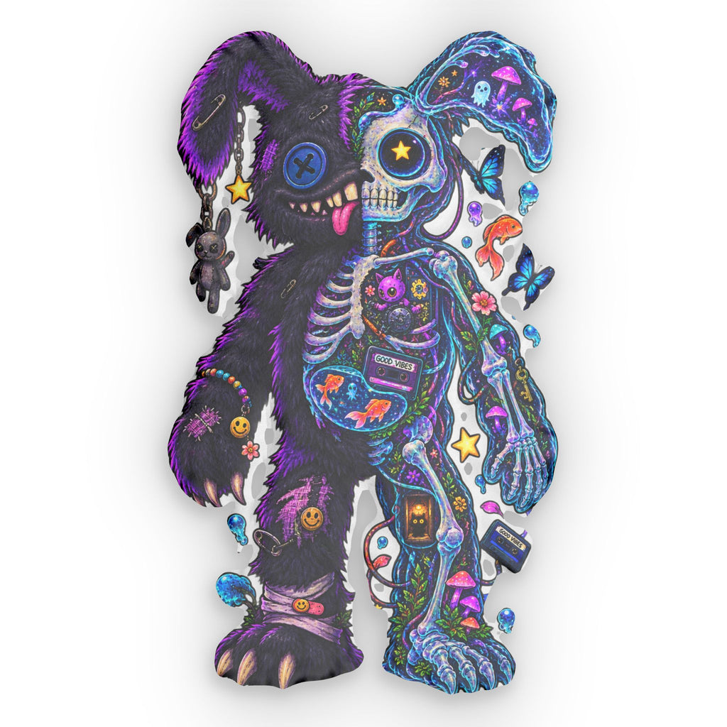 Creepy Cute Teddy-shaped Pillow — Split Skeleton Plush Art Pillow
