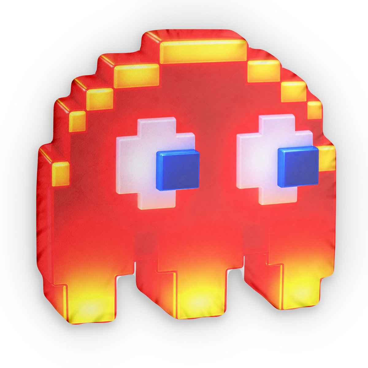 Pixel Ghost Shaped Pillow — Retro Arcade Game Cushion