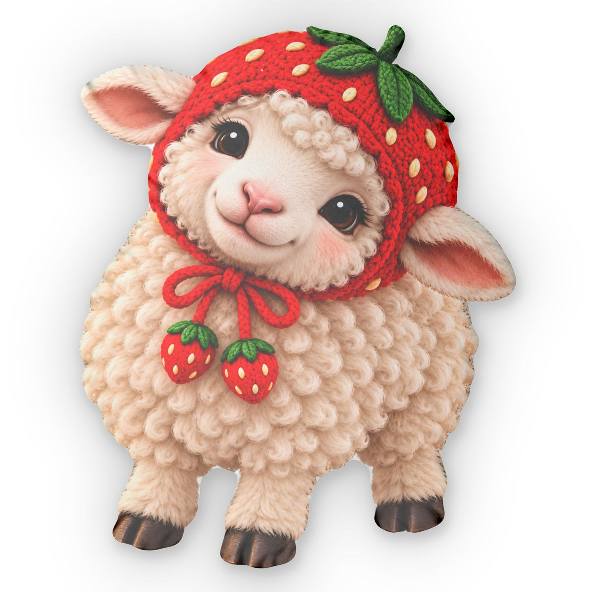 Cute Lamb Pillow — Strawberry Hat Shaped Throw Pillow