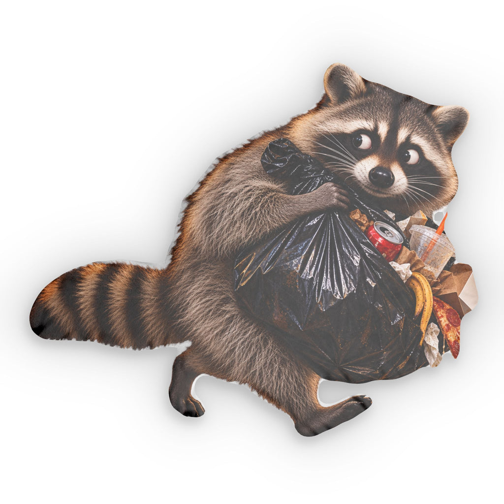 Raccoon with Trash Bag Custom Shaped Pillow