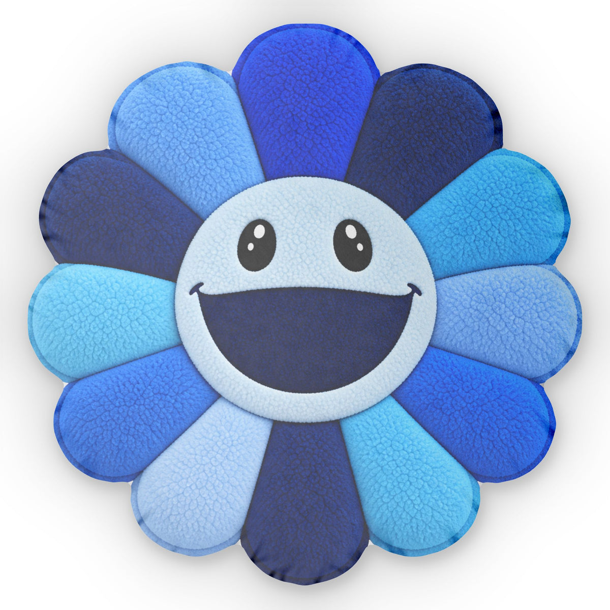 Blue Smiley Flower Pillow — Cute Round Decorative Throw Pillow