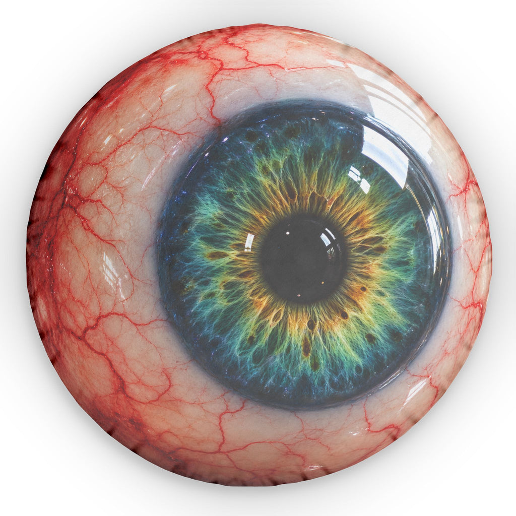Eyeball Round Pillow — Realistic Blue-Green Iris Decorative Cushion for Halloween & Gothic Home Decor