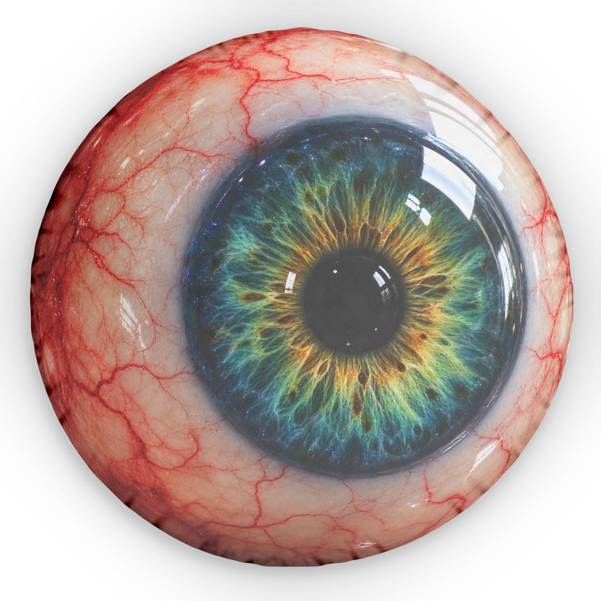 Eyeball Round Pillow — Realistic Blue-Green Iris Decorative Cushion for Halloween & Gothic Home Decor