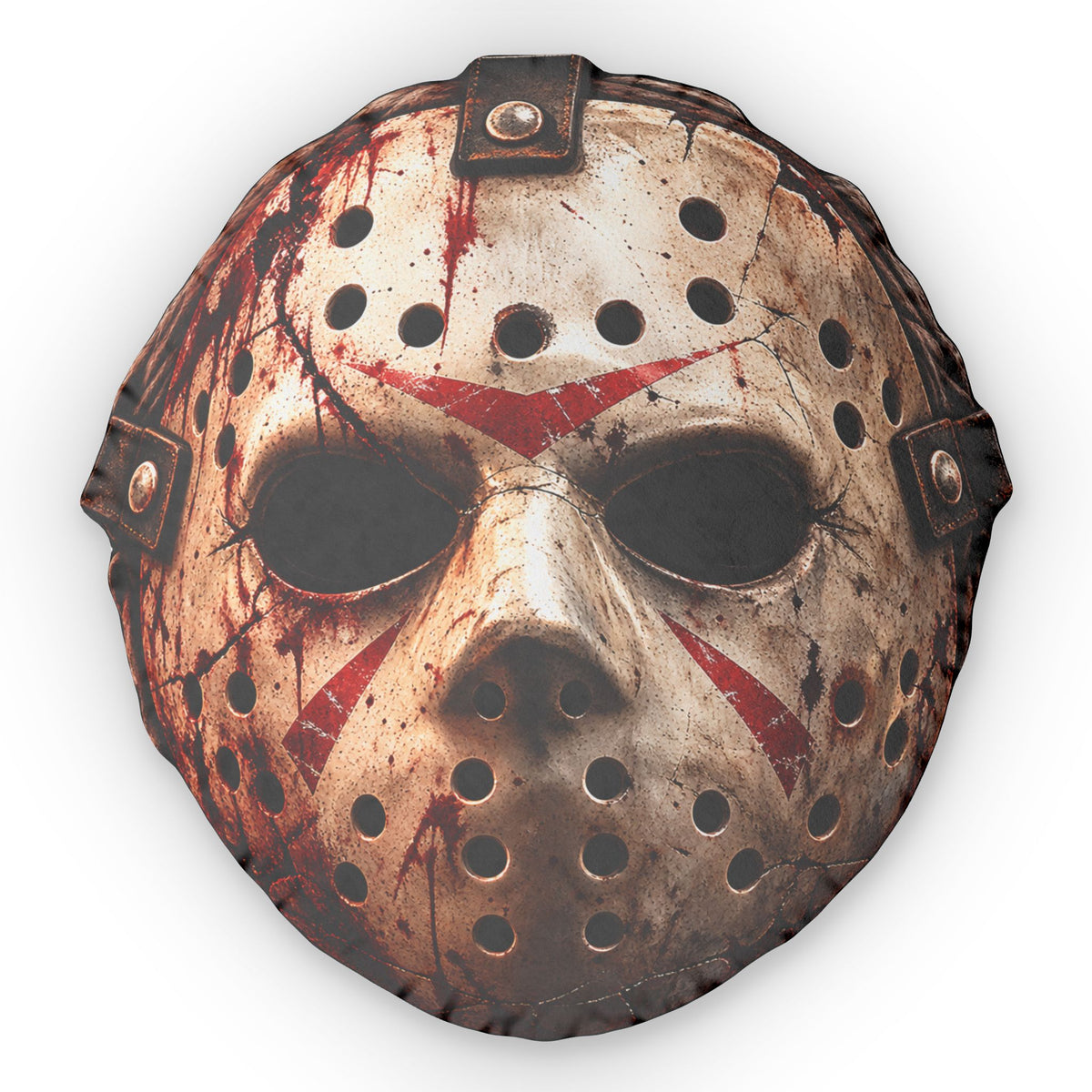 Horror Mask Pillow — Bloody Jason Hockey Mask Shaped Throw Pillow