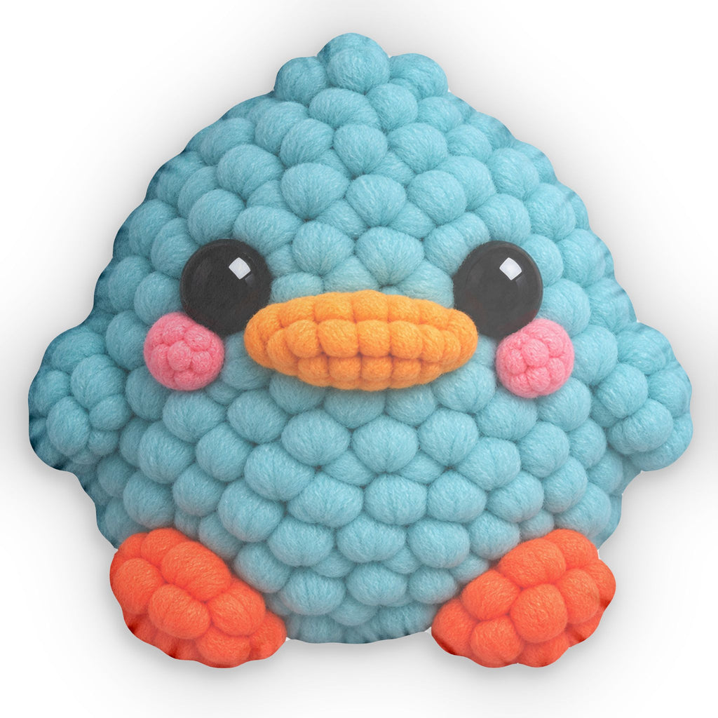 Cute Blue Chick Plush Pillow — Custom Shaped Decorative Throw Cushion