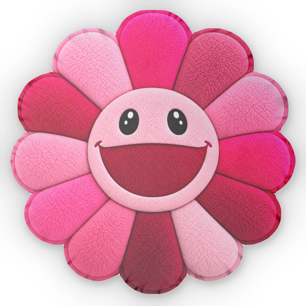 Smiling Pink Flower Pillow — Cute Custom Shaped Cushion