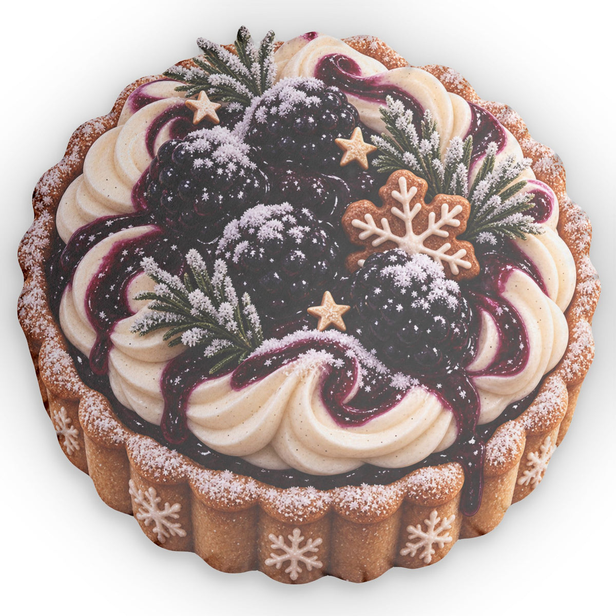 Holiday Berry Tart Pillow — Decorative Round Dessert Throw Pillow