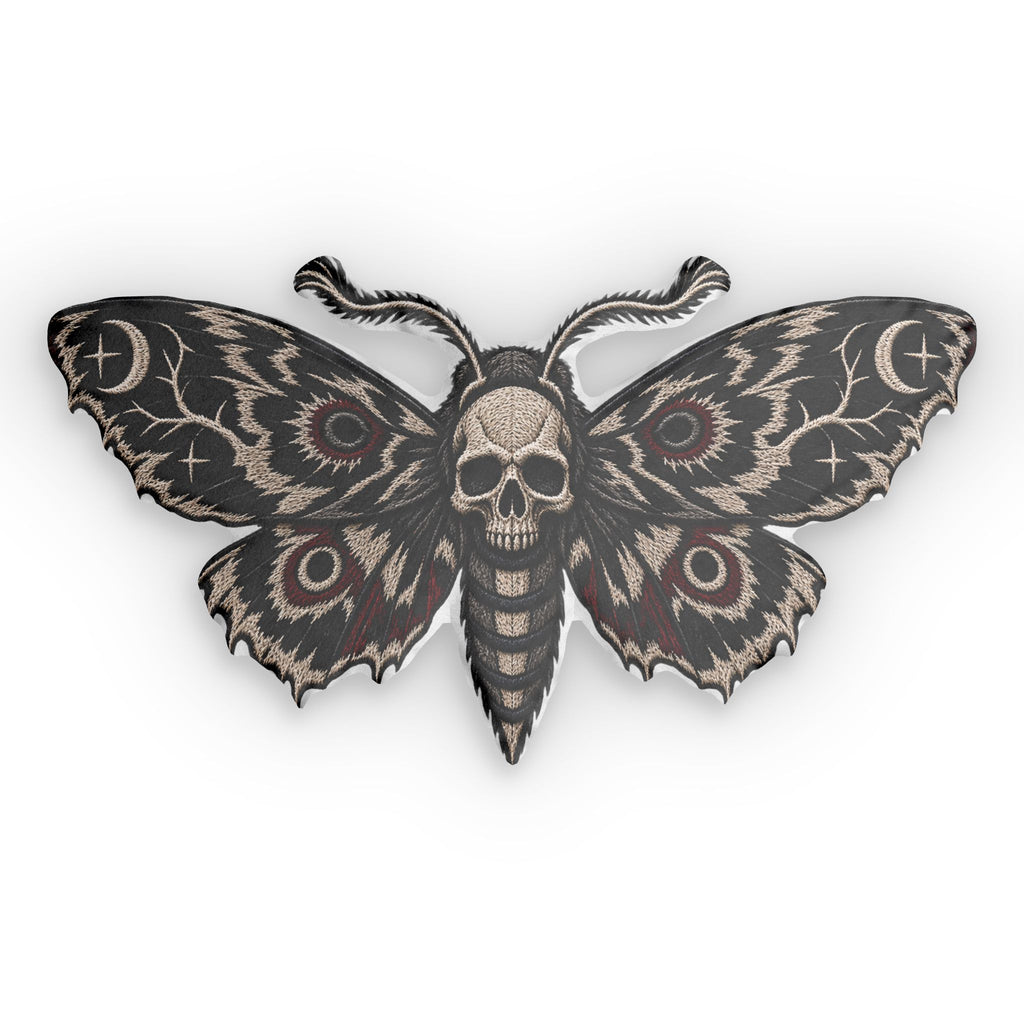 Skull Moth Shaped Pillow — Gothic Decorative Cushion