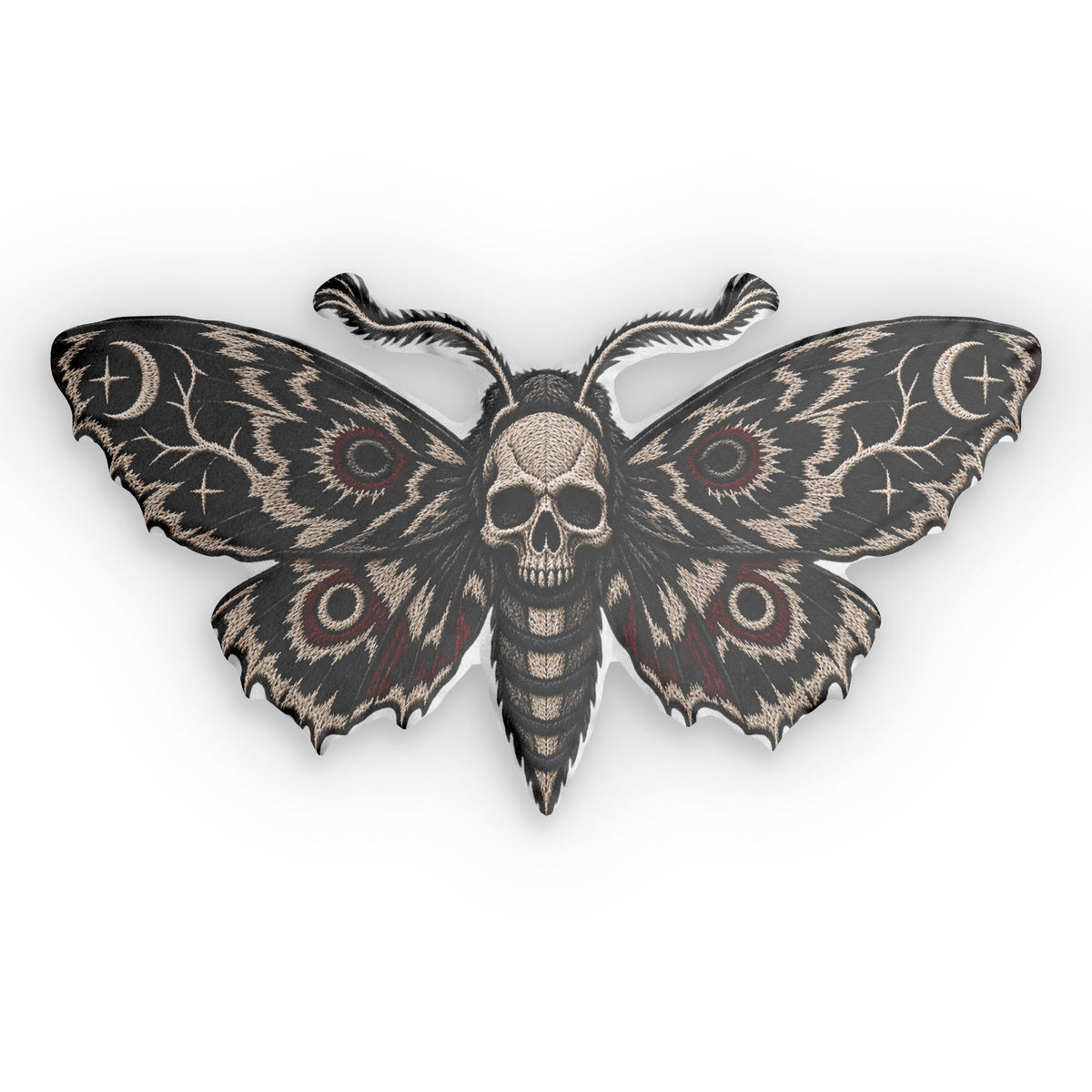 Skull Moth Shaped Pillow — Gothic Decorative Cushion