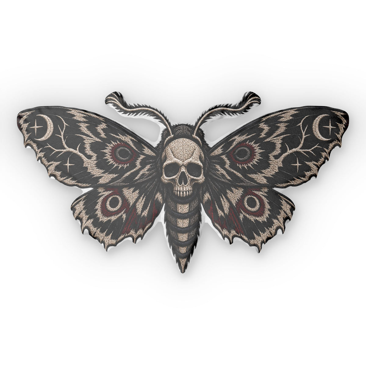 Skull Moth Shaped Pillow — Gothic Decorative Cushion