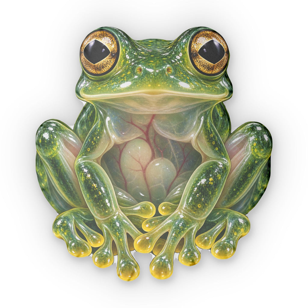 Glass Frog Shaped Pillow — Realistic Green Tree Frog Decorative Cushion