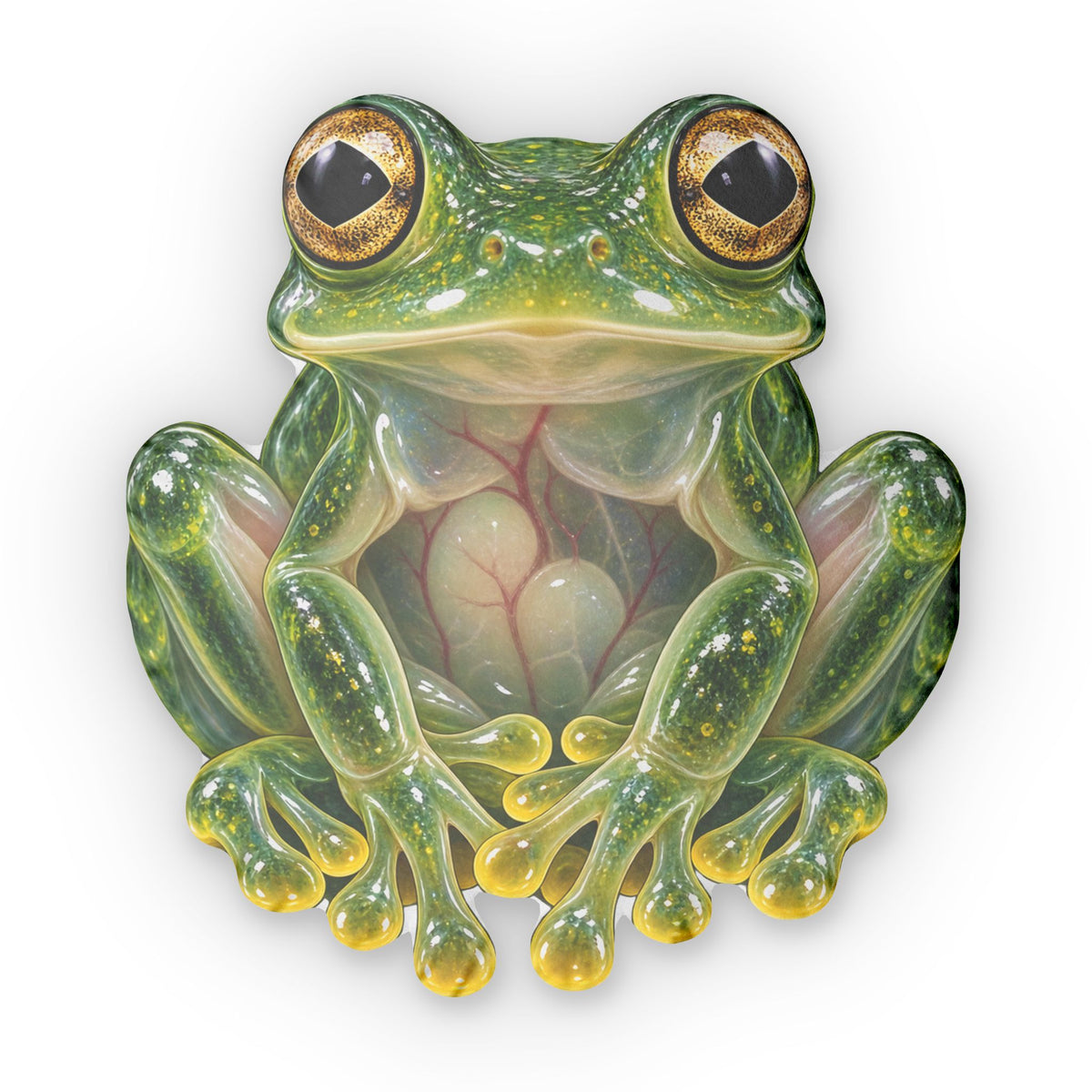 Glass Frog Shaped Pillow — Realistic Green Tree Frog Decorative Cushion