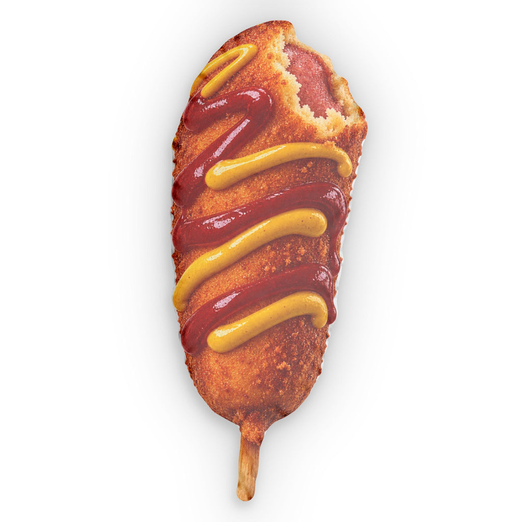 Corn Dog Shaped Pillow — Novelty Food Plush Cushion