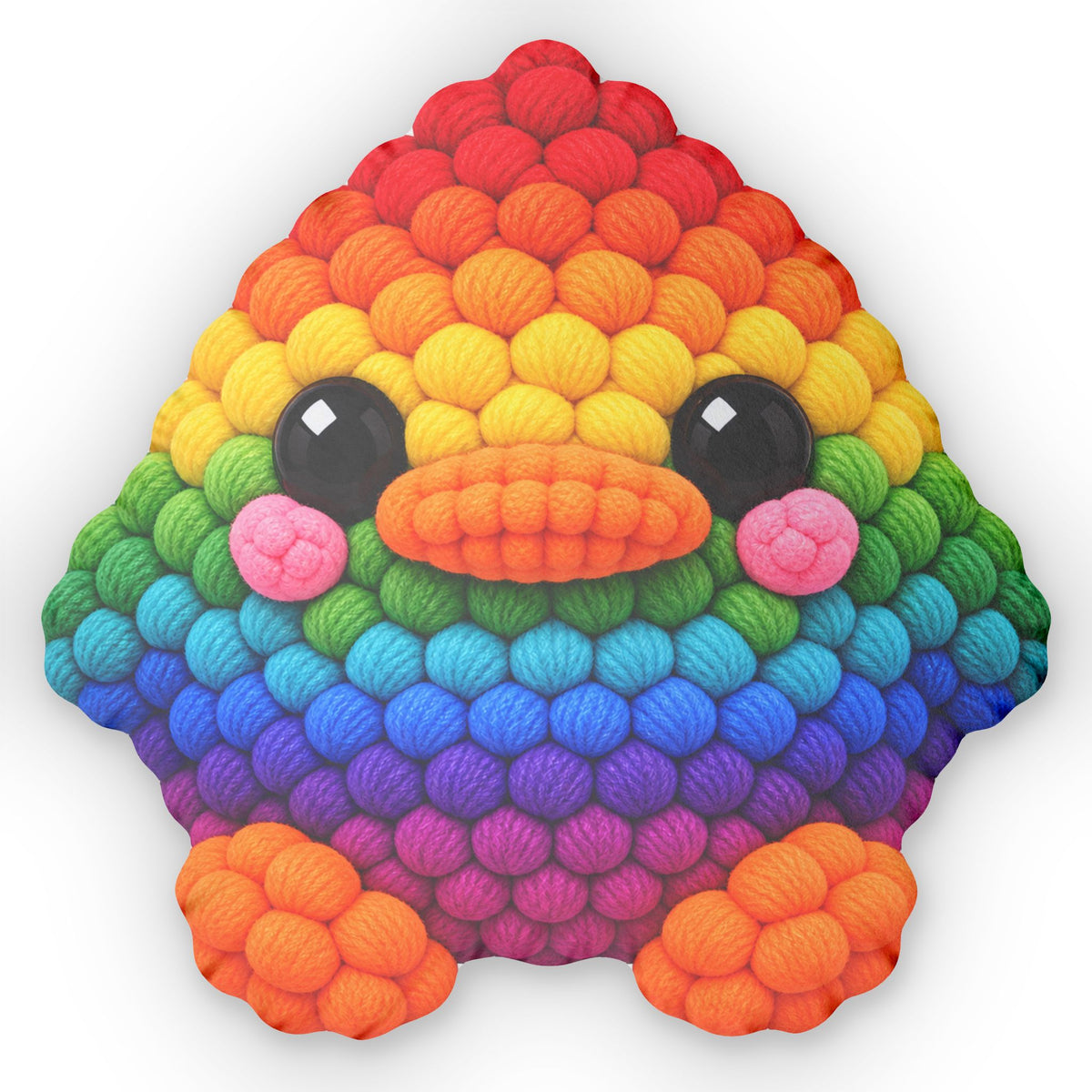 Rainbow Knit Chick Pillow — Cute Plush Decorative Cushion