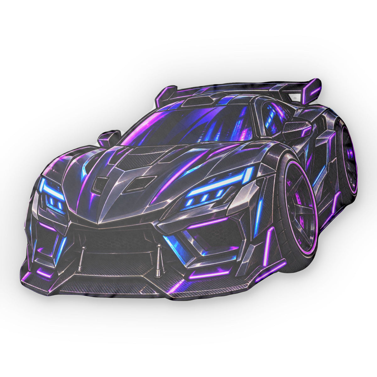 Neon Racecar Shaped Pillow — Kids’ Custom Car Cushion