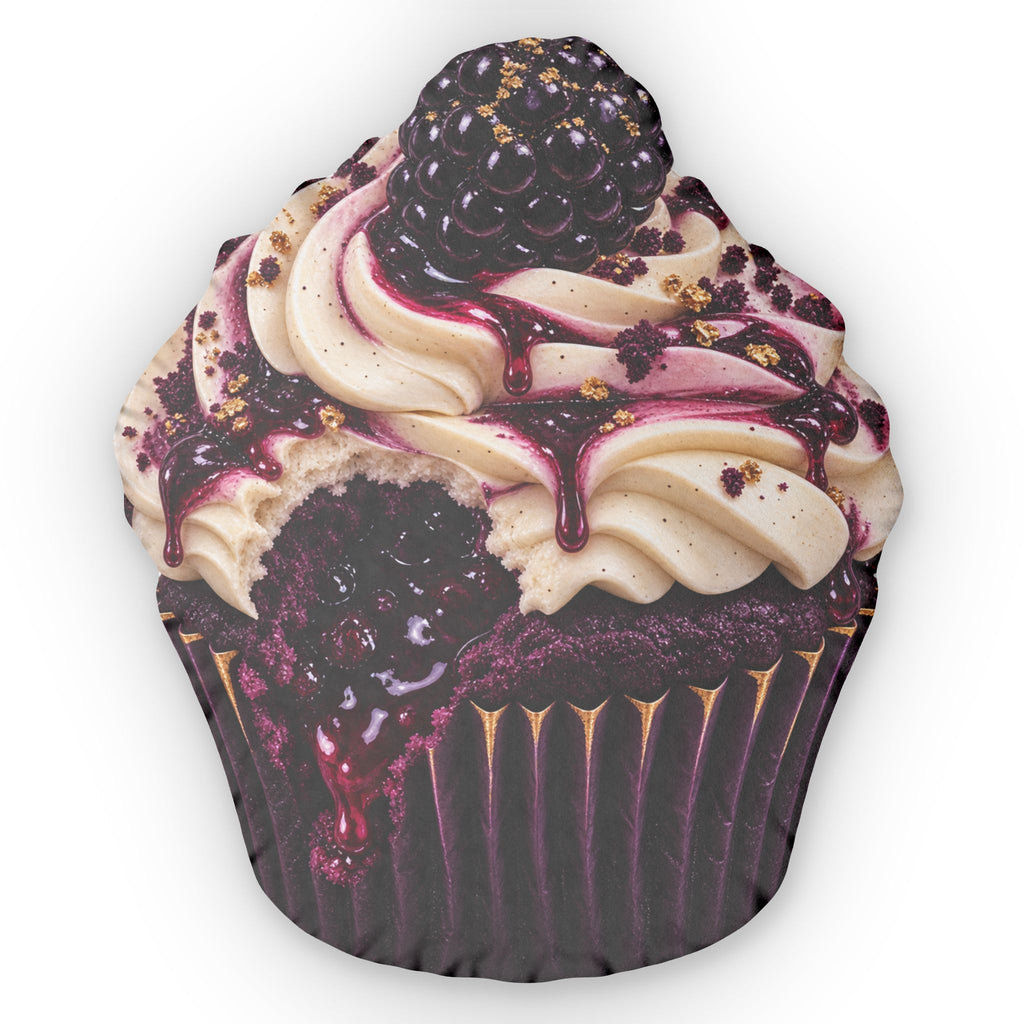Blackberry Velvet Cupcake Pillow — Custom Shaped Dessert Throw Pillow