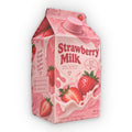 Strawberry Milk Carton Shaped Pillow — Cute Kawaii Food Plush Cushion
