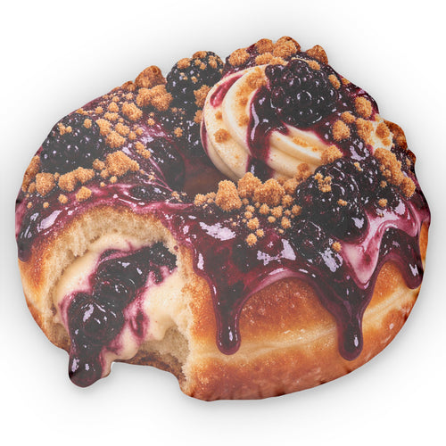 Blackberry Cheesecake Donut Shaped Pillow — Food Photo Throw Cushion
