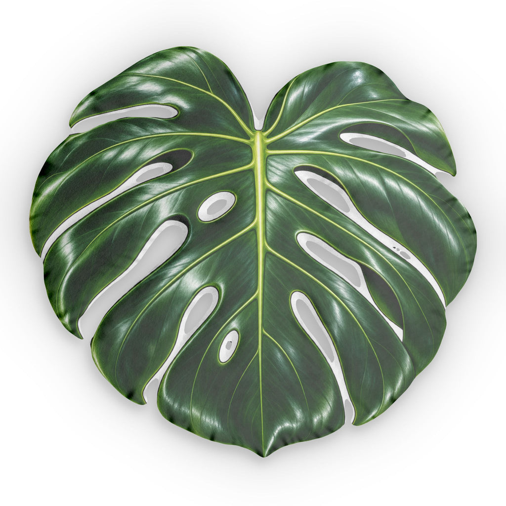 Monstera Leaf Shaped Pillow — Tropical Decorative Throw Cushion