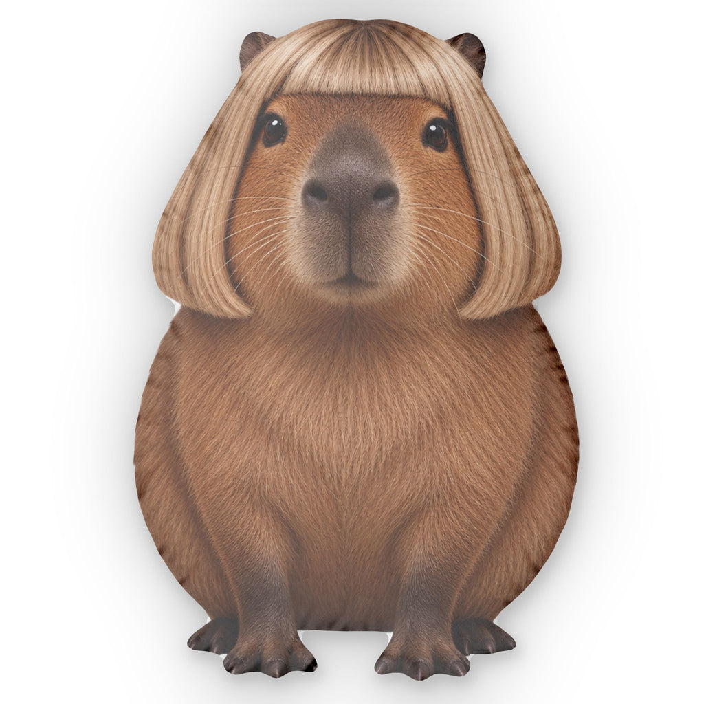 Wigged Capybara Pillow — Cute Custom Shaped Animal Throw Pillow