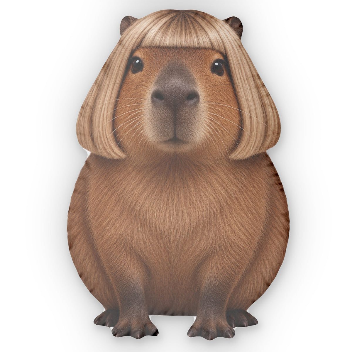 Wigged Capybara Pillow — Cute Custom Shaped Animal Throw Pillow