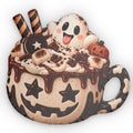 Halloween Hot Cocoa Pillow — Cute Ghost Mug Shaped Accent Pillow