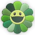 Green Smiley Flower Pillow — Cute Floral Decorative Cushion