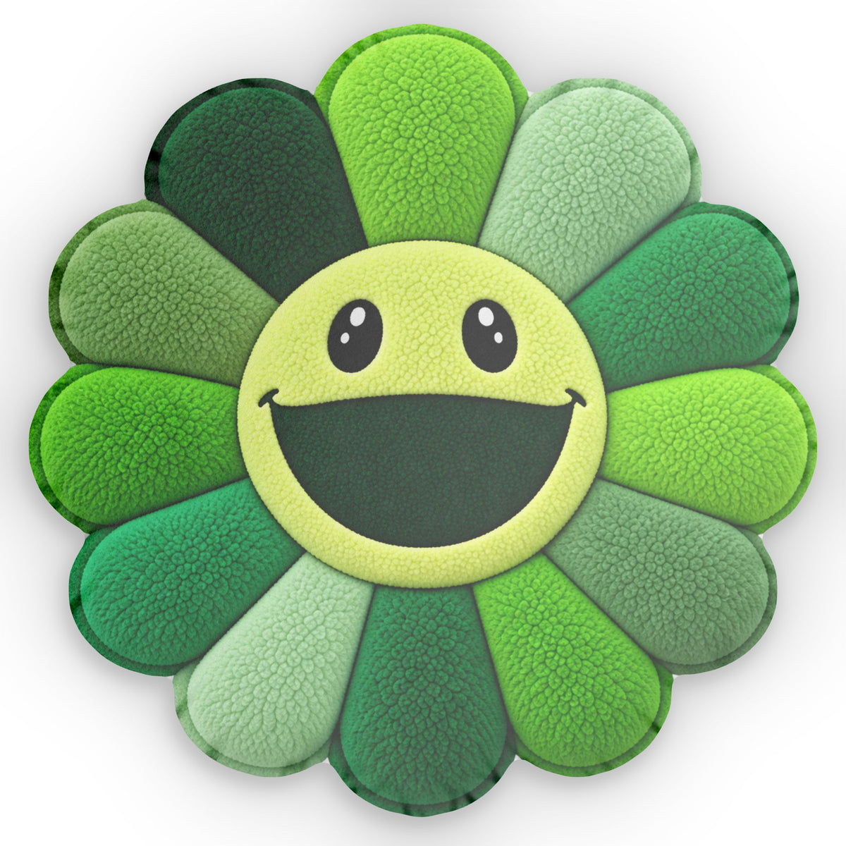 Green Smiley Flower Pillow — Cute Floral Decorative Cushion