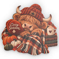 Cozy Season Highland Cow Shaped Pillow