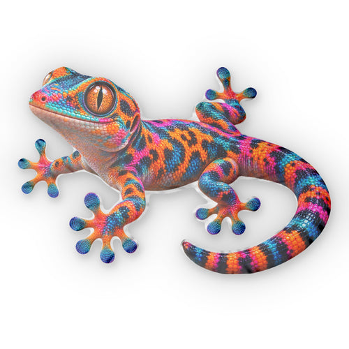 Colorful Neon Gecko Custom Shaped Pillow | Gecko Pillow