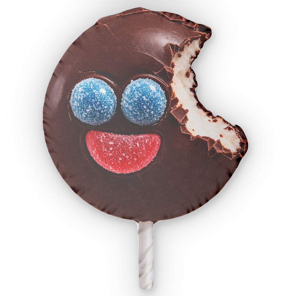 Cookie Lollipop Shaped Pillow — Bite-Sized Candy Face Decorative Cushion