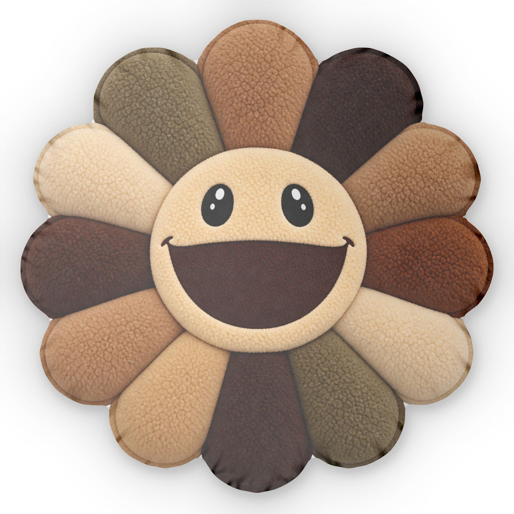 Smiling Sunflower Throw Pillow — Cozy Multitone Happy Face Accent Cushion