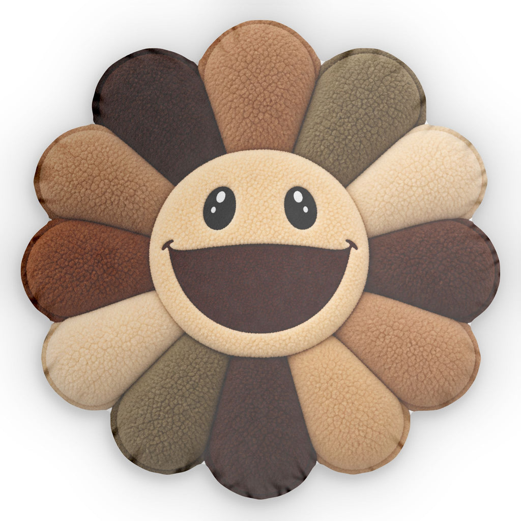 Smiling Sunflower Throw Pillow — Cozy Multitone Happy Face Accent Cushion