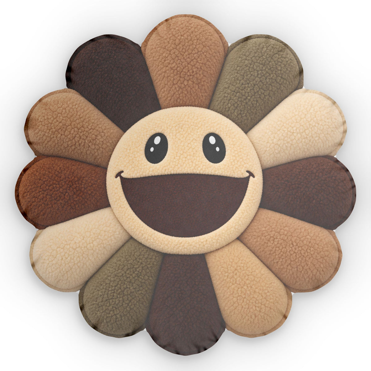 Smiling Sunflower Throw Pillow — Cozy Multitone Happy Face Accent Cushion