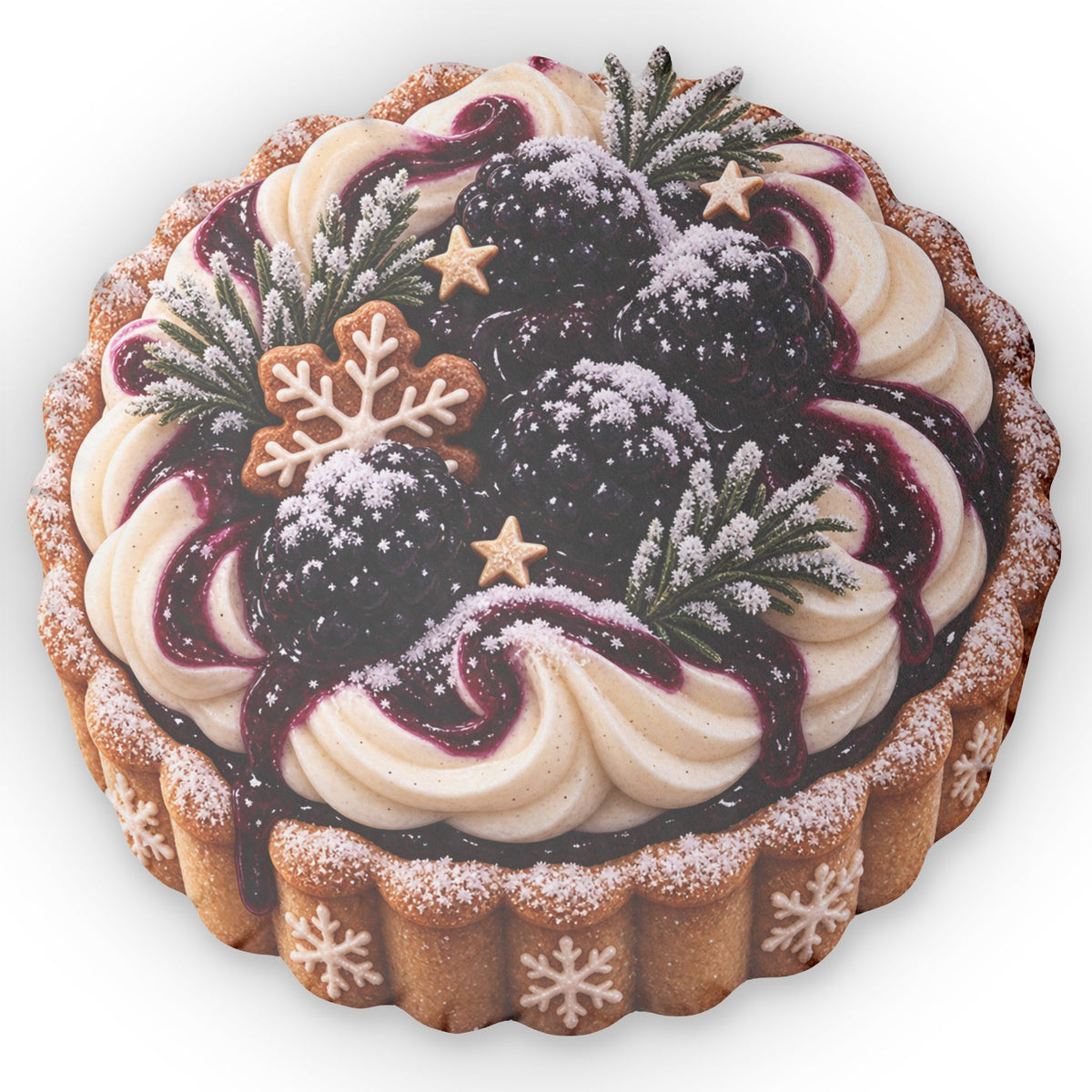 Holiday Berry Tart Pillow — Decorative Round Dessert Throw Pillow