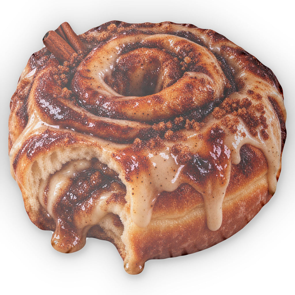 Brown Butter Cinnamon Roll Donut  Shaped Pillow — Realistic Dessert Plush Cushion