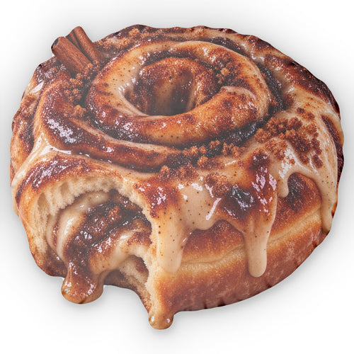 Brown Butter Cinnamon Roll Donut  Shaped Pillow — Realistic Dessert Plush Cushion