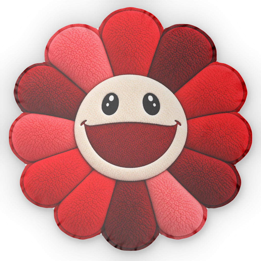 Smiling Red Flower Pillow — Cute Custom Shaped Decorative Cushion