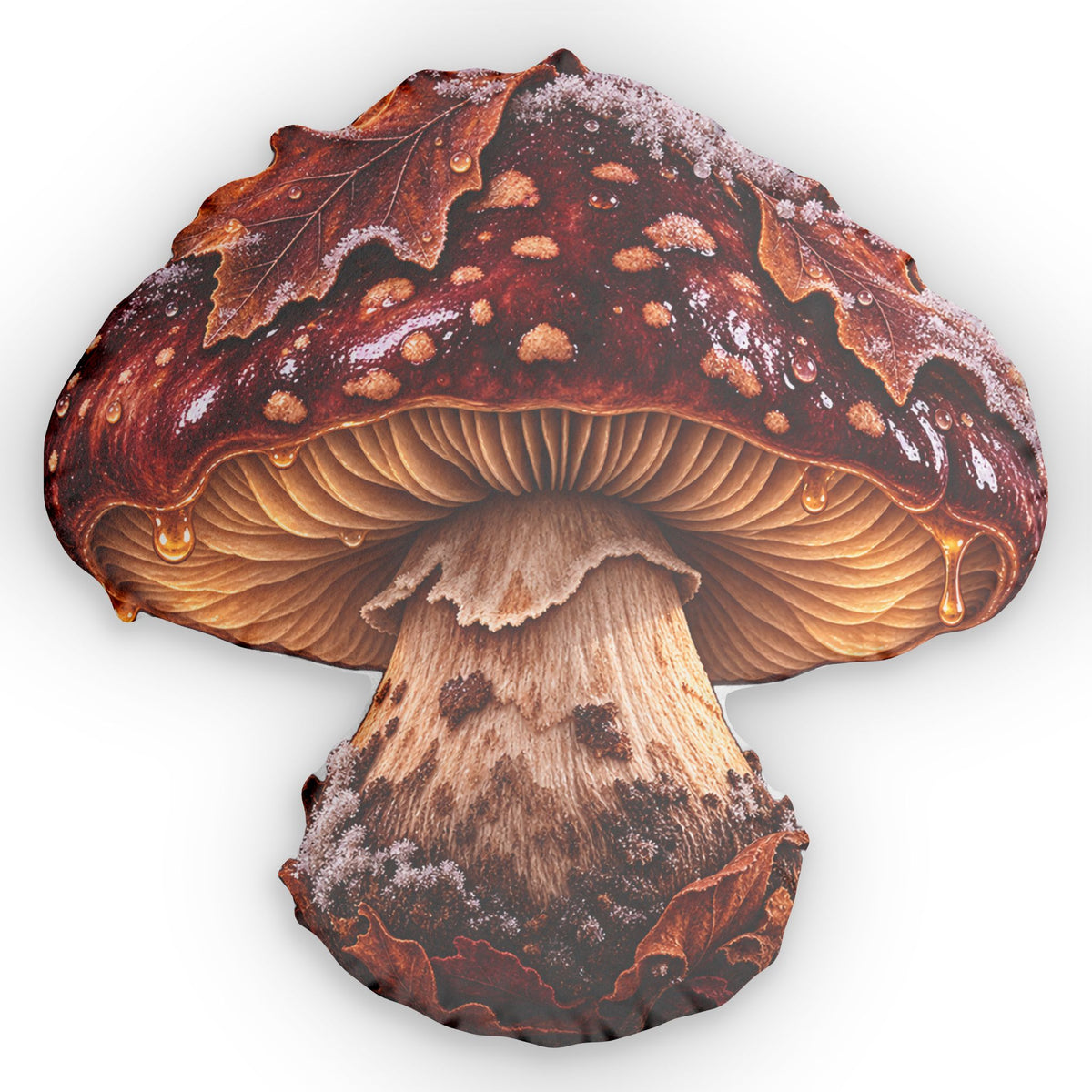 November mushroom Shaped Pillow — Realistic Forest Amanita Decorative Cushion