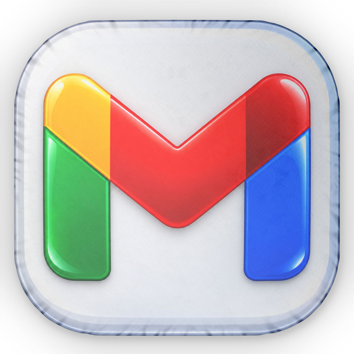 Gmail Logo Shaped Pillow — Colorful App Icon Throw Pillow