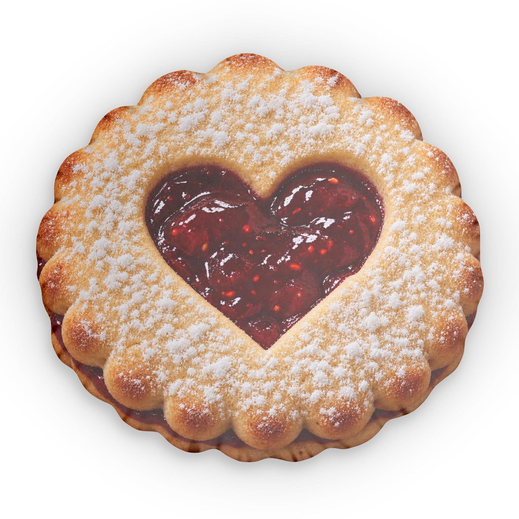 Cookie Heart Pillow — Jam-Filled Biscuit Shaped Throw Pillow